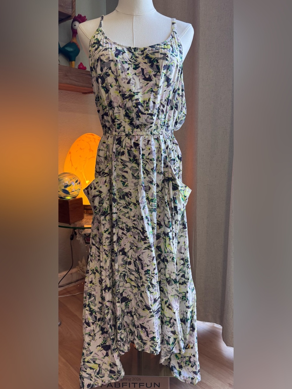 CAbi Lightweight Brushstroke Floral Dress with Pockets